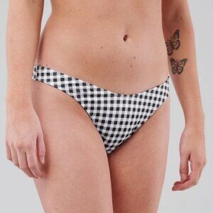Hollister Black & White Gingham Print High Cut Leg Bikini Bottom Size L NWT